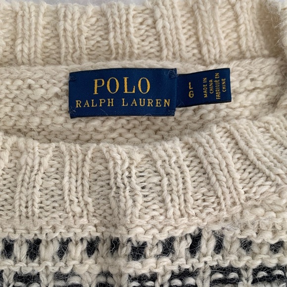 Polo Ralph Lauren Cream and Black Patterned Sweater - Picture 2 of 3